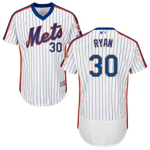 Mets #30 Nolan Ryan White(Blue Strip) Flexbase Authentic Collection Alternate Stitched MLB Jersey